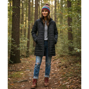 Lands' End Polyester 62830 PRIMALOFT Full Zip Parka Black Womens Size M (10-12)